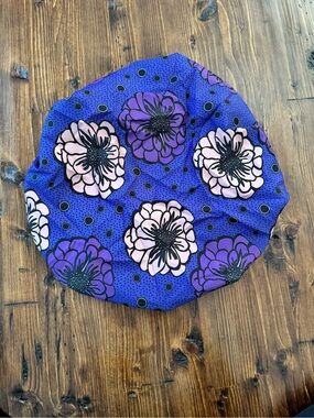 Floral Purple Satin Lined Bonnet